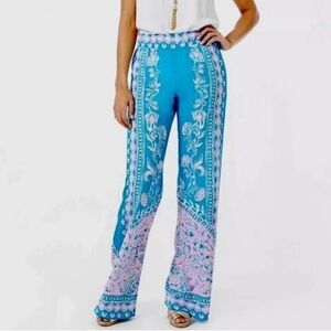 Lilly Pulitzer Bal Harbour Palazzo Pant Sz XS Waterya Waiting For Teal NWT $128